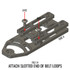 DARA DBL2 Holster Attachment, machined metal, black, compatible with various belts and MOLLE webbing systems.