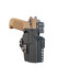 DARA DCS appendix rig holster with tan pistol and detachable mag carrier in black.