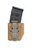 Rifle and pistol mag pouch combo, tan modular carrier with grey ALQD quick disconnect system.