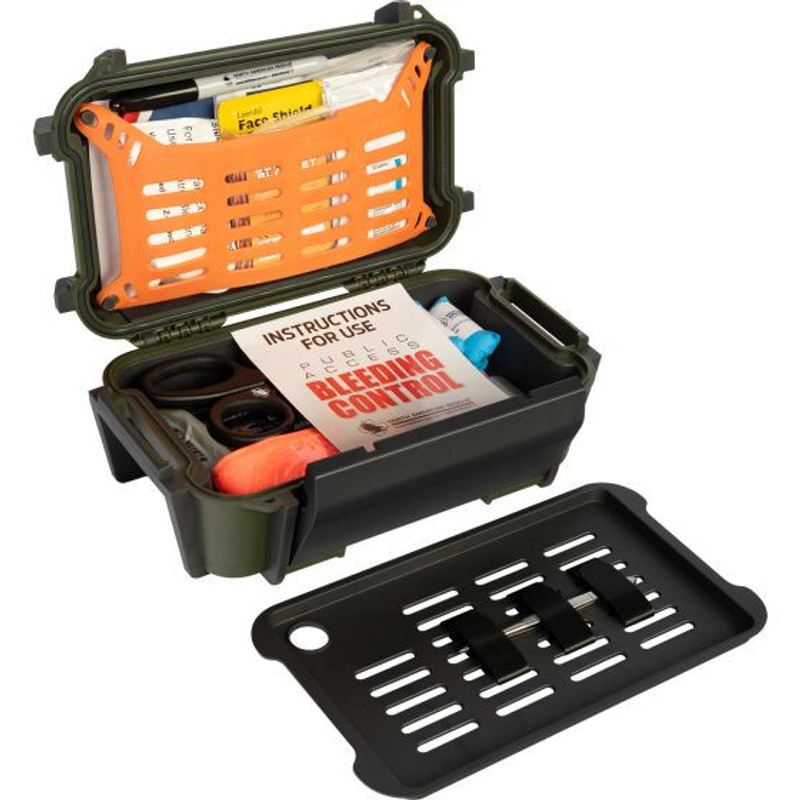 I-ROK XL Kit from North American Rescue: Rugged, waterproof first-aid kit in a durable Pelican R60 case, designed for outdoor environments. Includes essential trauma and first-aid supplies to treat injuries and control bleeding.