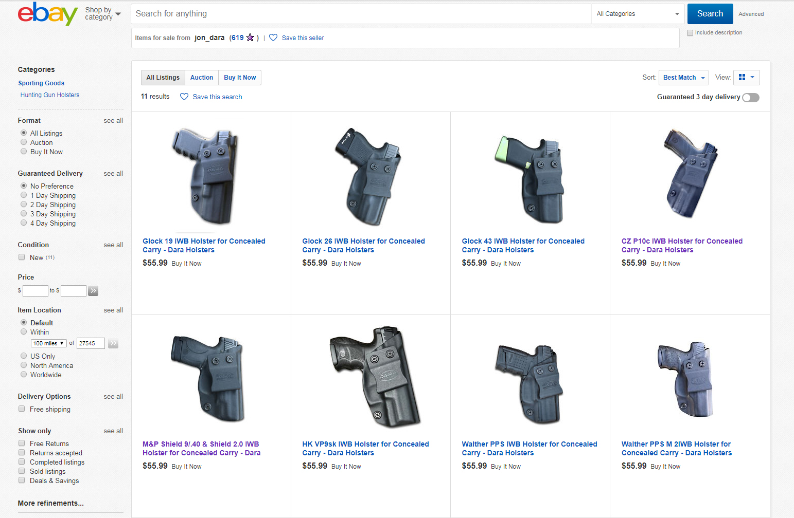 Dara Holsters is now Selling Holsters on eBay & Amazon DARA HOLSTERS