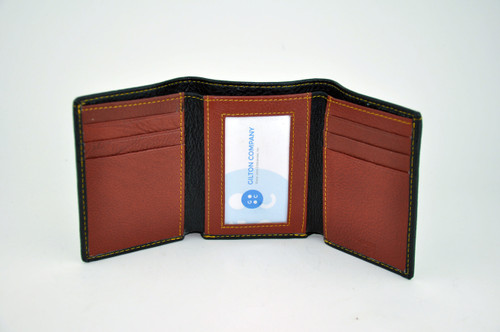 Top Grain Fine-Pattern Textured Leather Two-Tone Trifold Wallet  