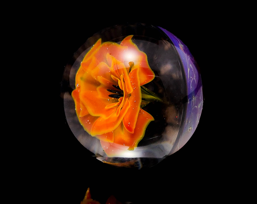 Handcrafted Cremation Flower 3 inch Marble – Personal Tribute Urn & Keepsake with Gold, Silver, and Ashes