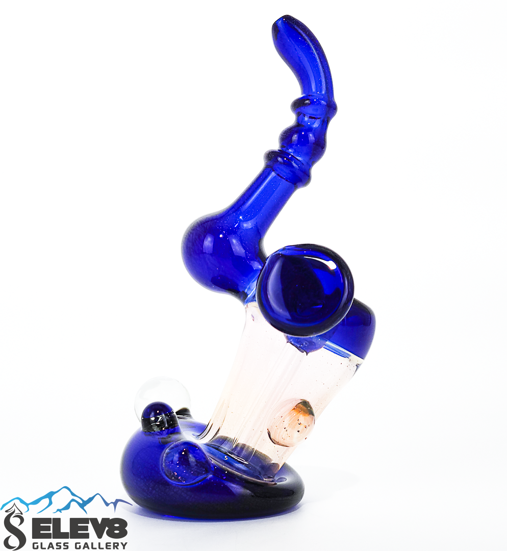 Bubbler Water Pipe - Cobalt and Dichro Bubbler by Steve Kelnhofer