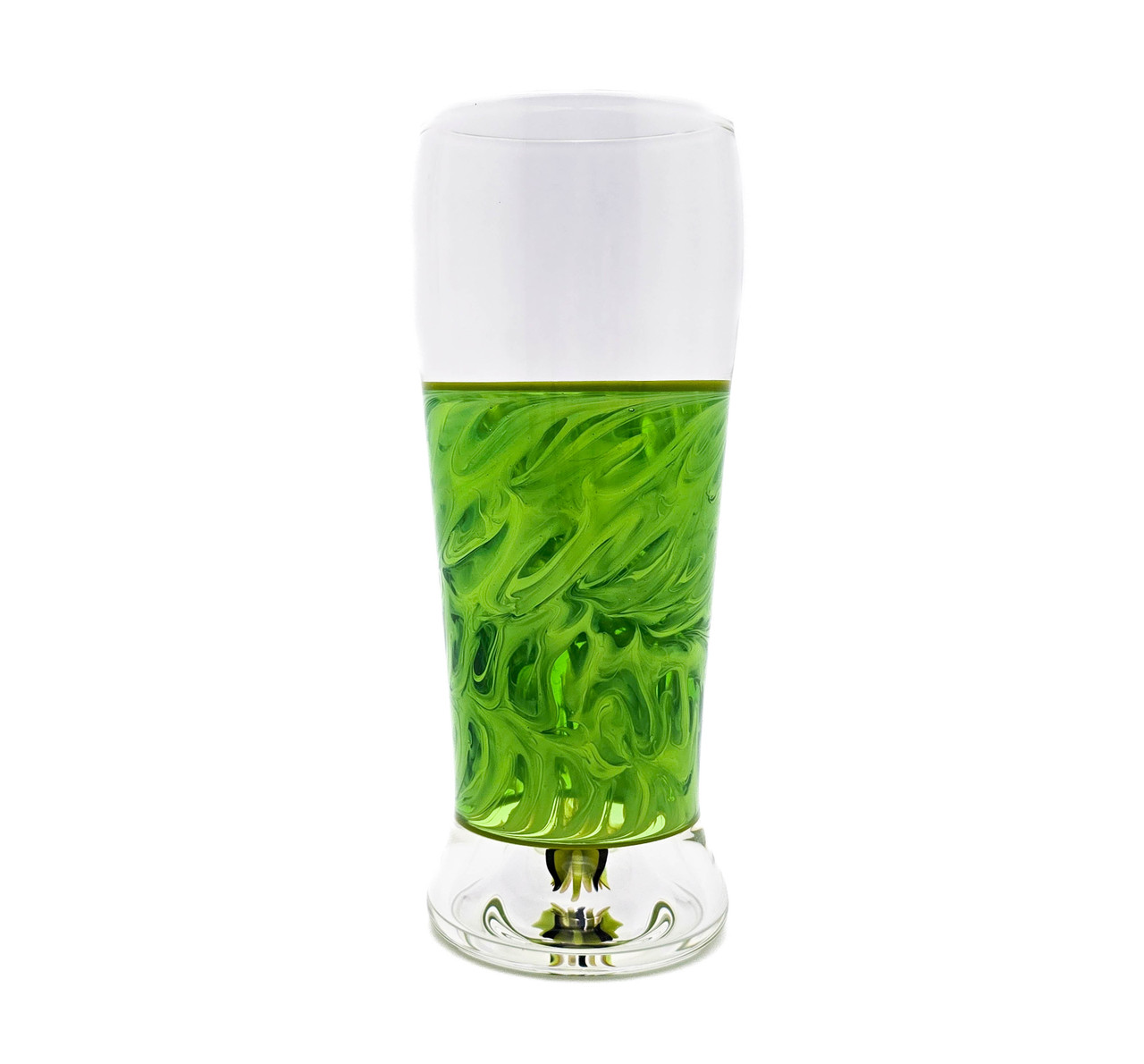 Handmade green glass drinking glass #108 - Elev8