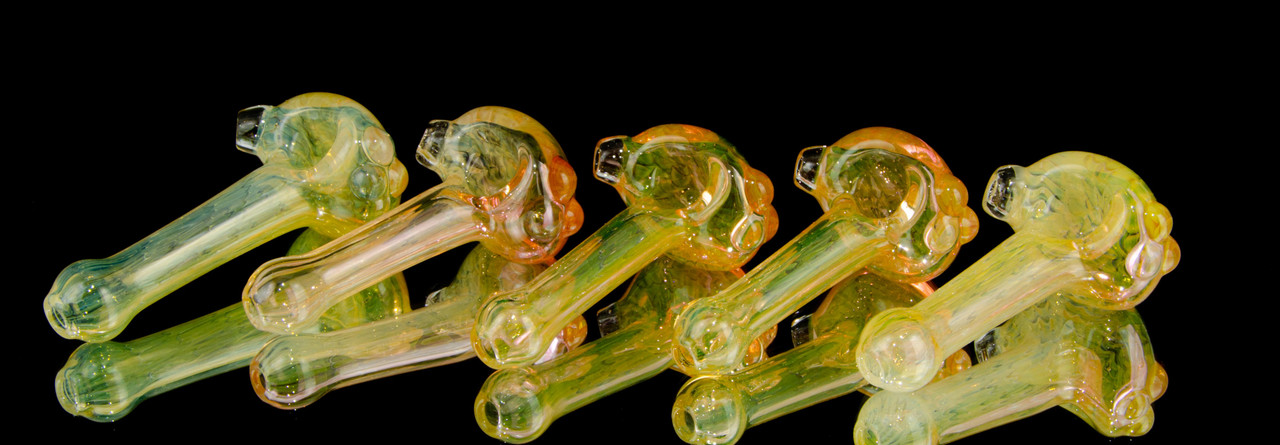 Silver and Gold Fumed Spoon Pipe by Lame P. Glass - Elev8