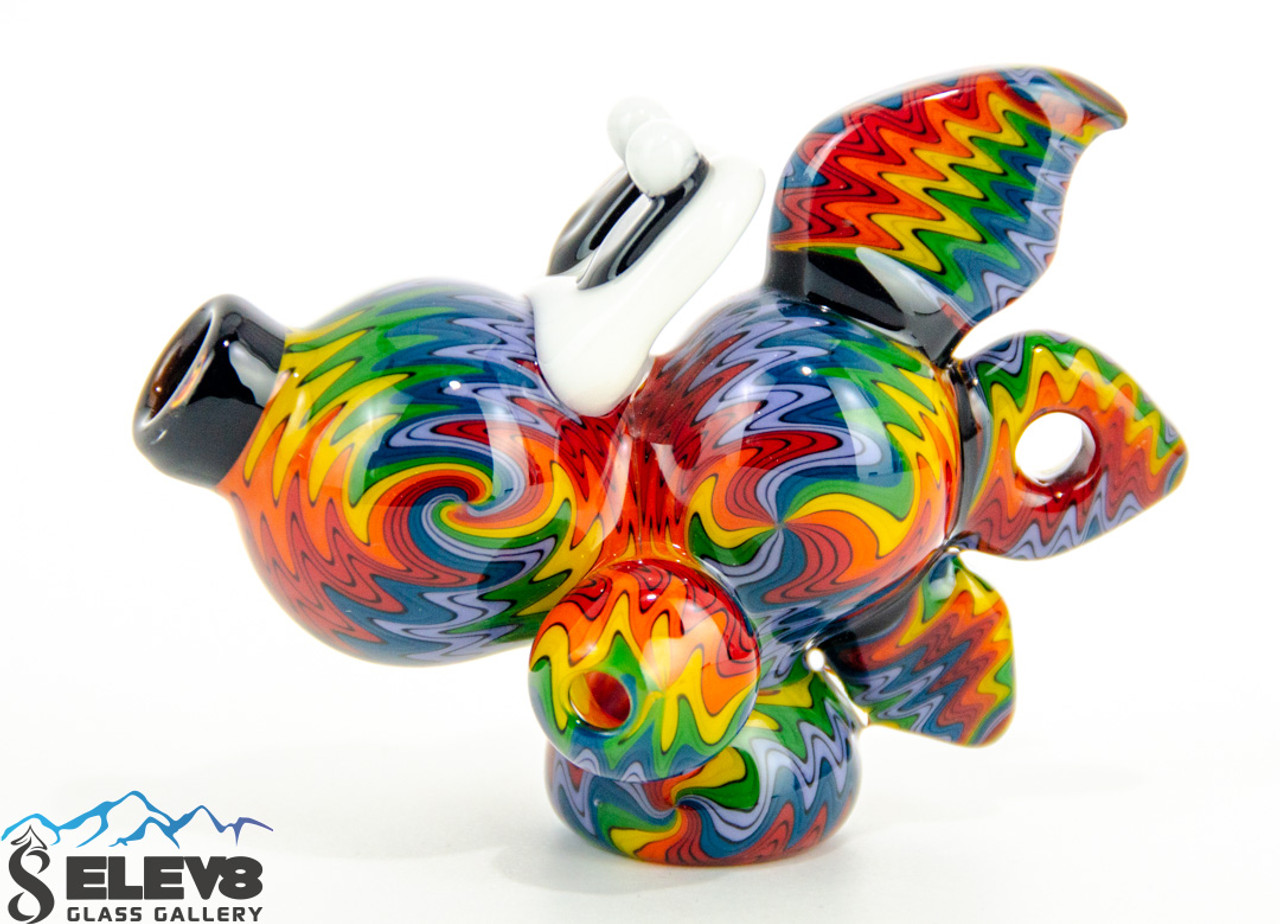 Rainbow Yoshi Head Pendant Pipe by Lee Machine Glass #364 - Elev8