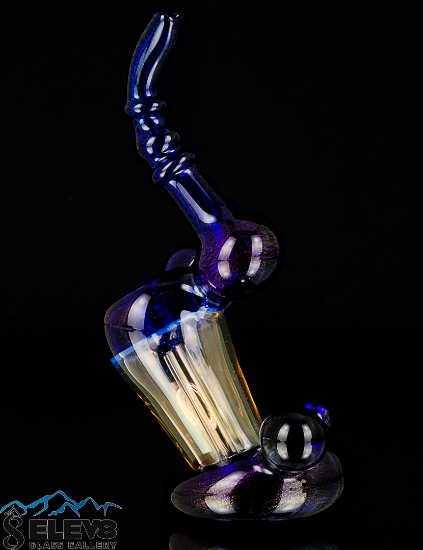 Bubbler Water Pipe - Cobalt and Dichro Bubbler by Steve Kelnhofer