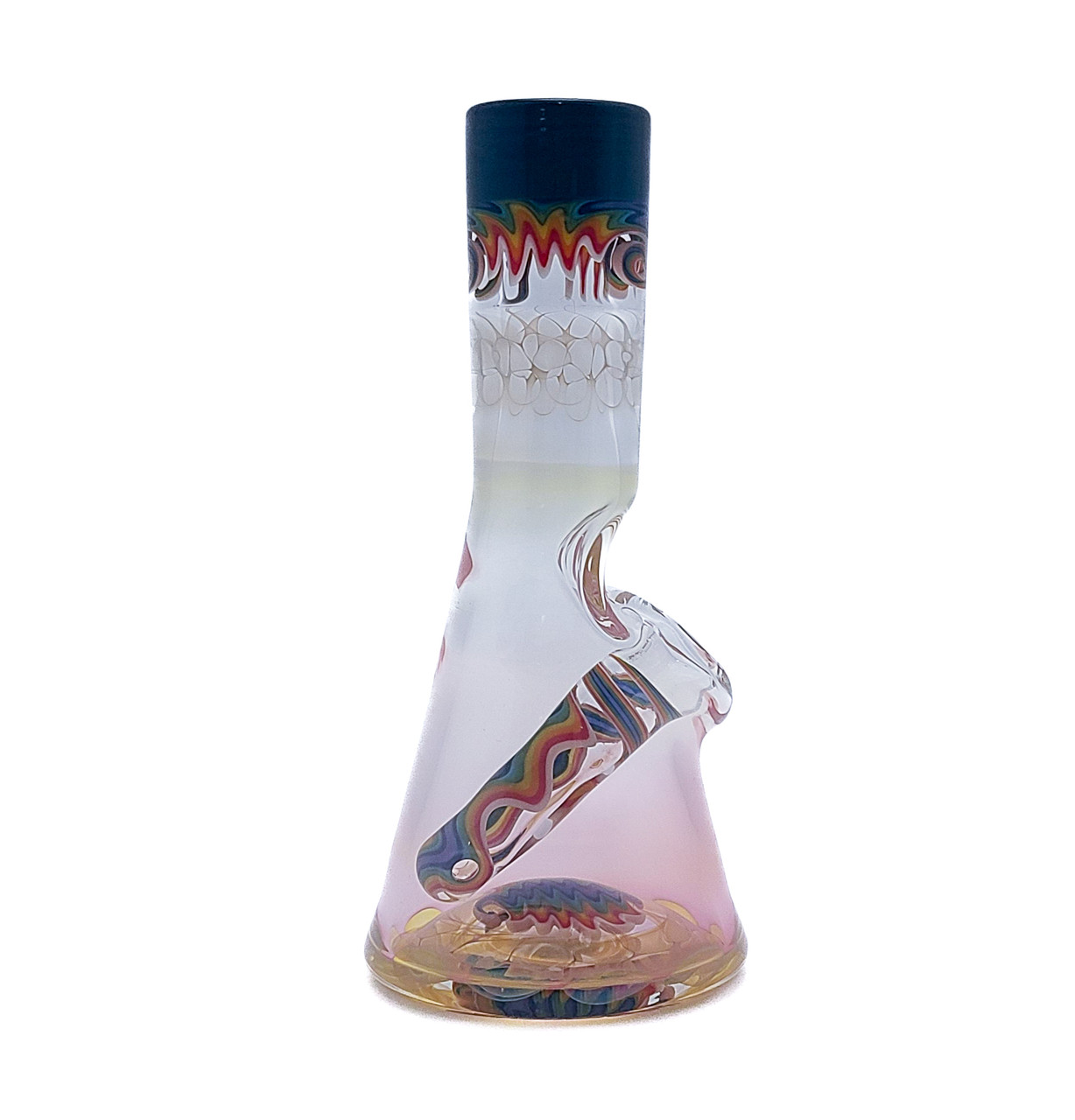Water Pipe Bong - Blue and Rainbow Mini Jammer by NES Glass