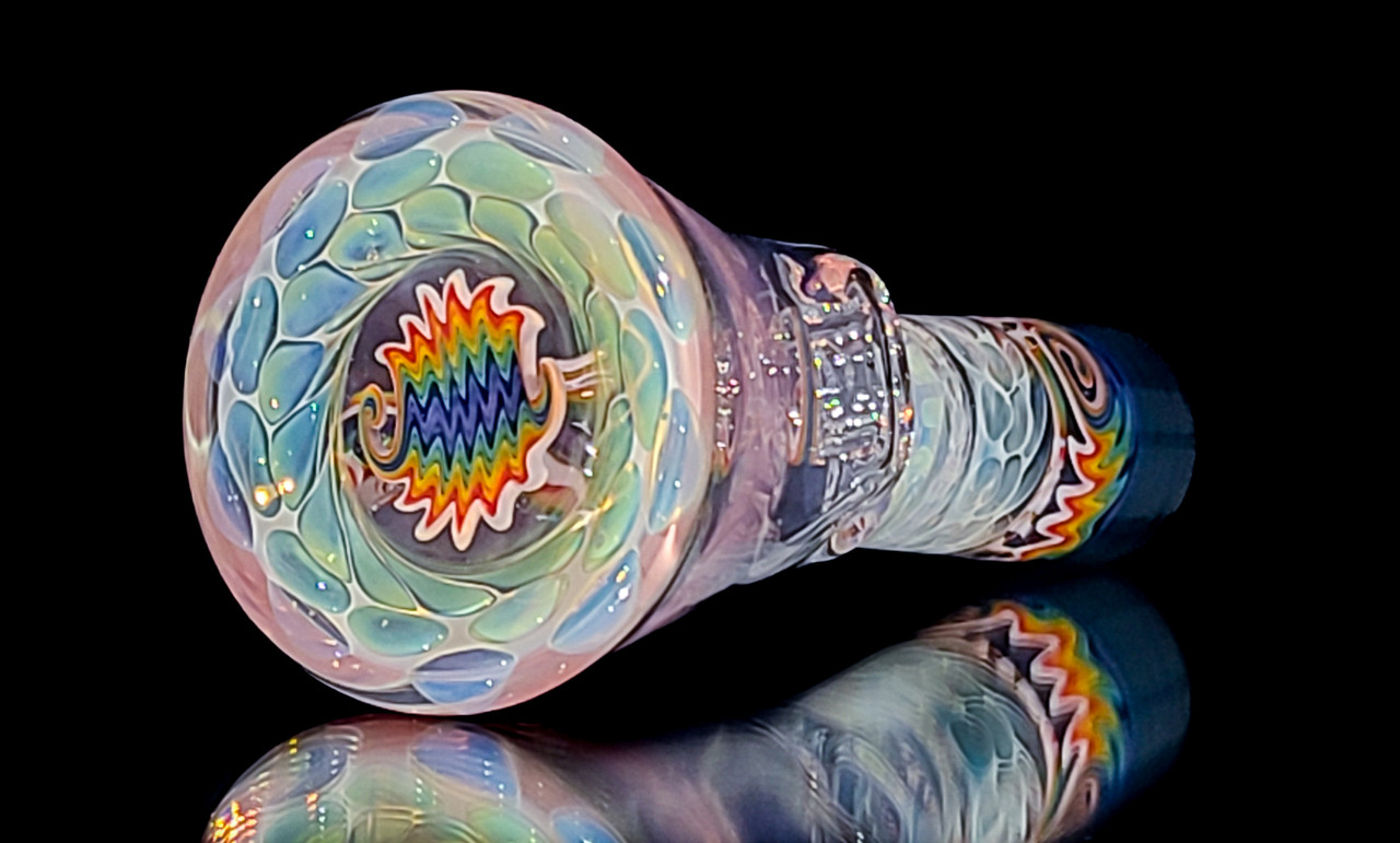 Water Pipe Bong - Blue and Rainbow Mini Jammer by NES Glass