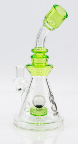 Elev8 Glass Ultimate Beaker With Marble Perc Dab Rig and Water Pipe Toxic Green