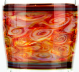 Double Amber & Red Beer Glass Marbled Like Van Gogh