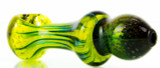 Heady Flower Pipe with Alien Skin, Yellow Frit & Black & Yellow Wig Wag #26