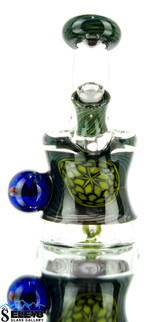 Lined Alien Skin Min Tube Dab Rig with Wombaverse Marble & Dot Stack Window #215