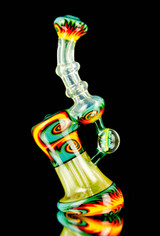 Fire & Ice Wigwag Bubbler w/ flower marble by Steve Kelnhofer #487