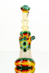 Fire & Ice Wigwag Bubbler w/ flower marble by Steve Kelnhofer #487