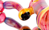 Dipped double amber purple & gold ruby standup bubbler by Steve K. #527