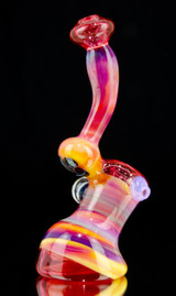 Dipped double amber purple & gold ruby standup bubbler by Steve K. #527