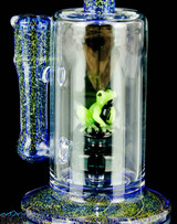 Ocean Dichroic Tube with Frog Sculpture by Turtle Time #558