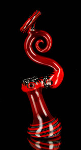 Red Elvis Wigwag Standing bubbler by Simply Jeff Glass #588