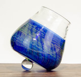 Color Changing Blue Stemless wine glass w implosion flower by Steve Kelnhofer #26