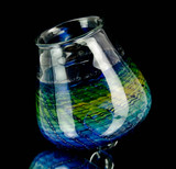 Color Changing Blue Stemless wine glass w implosion flower by steve k # 26