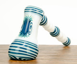 White & Blue linework Hammer bubbler by Simply Jeff Glass #594