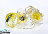 Flower Pipe - Fumed Yellow Honey Bee Pipe by Ryan Bearclaw #431
