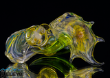 Flower Pipe - Fumed Yellow and Green Honey Bee Pipe by Ryan Bearclaw #432