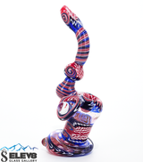 Bubbler Water Pipe - Red, White, and Blue Wig Wag Bubbler by Steve K #917