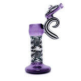 Bubbler Water Pipe - Line Work and Transparent Purple Bubbler by Shimkus Glass #944