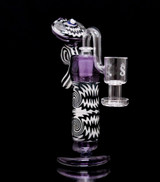 Bubbler Water Pipe - Line Work and Transparent Purple Bubbler by Shimkus Glass #944