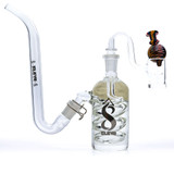 Glycerin Swirl Ash Catcher - 45 Degree with optional J-Hook Sherlock Mouthpiece, Sick Clip, and Terp Typhoon banger.  The Carb Cap in the image must be purchased separately.