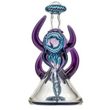 Water Pipe Bong - Wig Wag Horn Mini Tube w/ Flower Bowl by Shimkus Glass and Simply Jeff Glass #1018