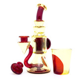 Water Pipe Bong - Red and Yellow suroT Recycler Set by Joe Copeland Glass