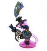Water Pipe Bong - Moving Forward Recycler Rainbow with Gold Fumed Pink and Inside Out by Steve Kelnhofer #25