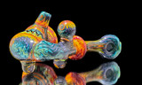 Flower Pipe - Wig Wag Sherlock Pipe with UV Accents by Andy G. #486