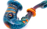 Flower Pipe - Wig Wag Sherlock Pipe with UV Accents by Andy G. #489