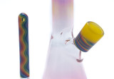 Water Pipe Bong - Yellow and Rainbow Line Work Jammer by NES Glass #1057