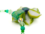 Glass Jewelry - Green Flower Necklace by Blossom Glass #149