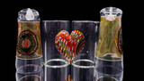 One Of a Kind Fumed a wigwag heart Wedding Glasses and cups by Steve Kelnhofer