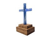 Cremation Glass Cross and Oak Stand