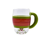 hand glass coffee cup with blood red and lime green