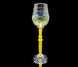Handcrafted wineglass - Green Stem and fumed glass top #106