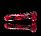 Red and Black Marbled Cremation Glass Pipe with engraving – 3.5 to 4 inches
