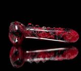 Red and Black Marbled Cremation Glass Pipe with engraving – 3.5 to 4 inches