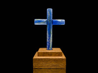 Cremation Glass Cross and Oak Stand