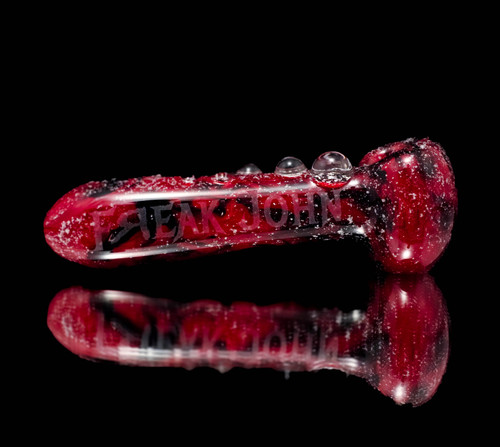 Red and Black Marbled Cremation Glass Pipe with engraving – 3.5 to 4 inches