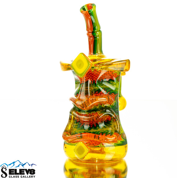 Collaboration Tikki Head Dab Rig by Don Chile Ortega and Davey Cakes Glass#281