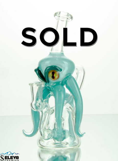 Teal Octopus Recycler by Als Boro Creations  #470